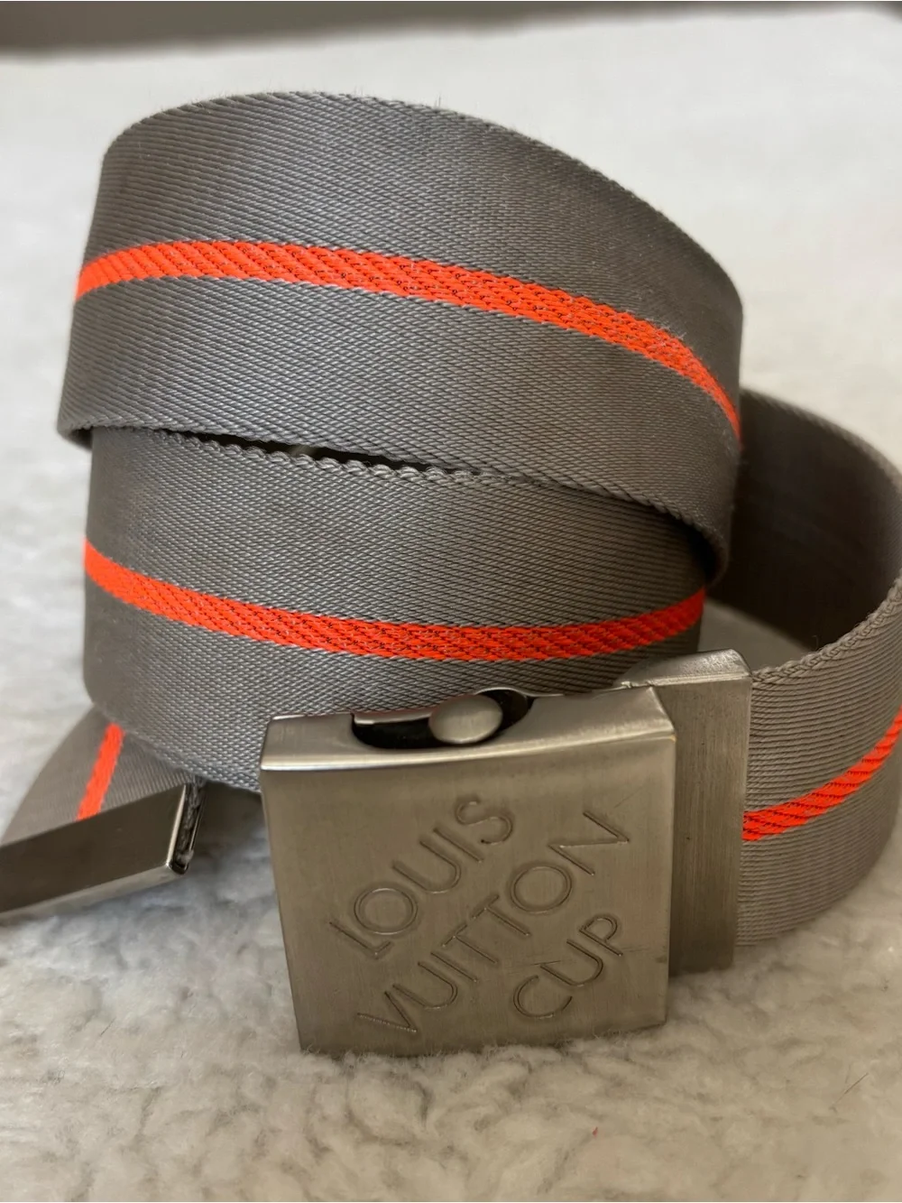 Louis Vuitton Cup Nylon Gray/Orange Adjustable Belt